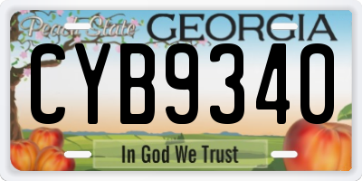 GA license plate CYB9340