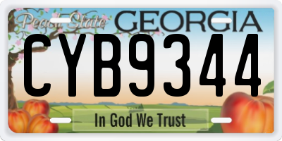 GA license plate CYB9344
