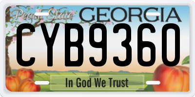 GA license plate CYB9360