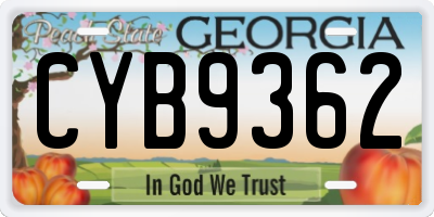 GA license plate CYB9362