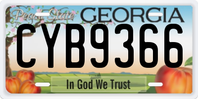 GA license plate CYB9366