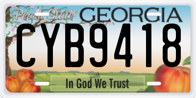 GA license plate CYB9418