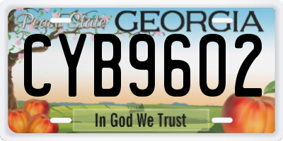 GA license plate CYB9602