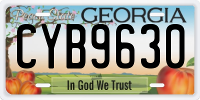 GA license plate CYB9630