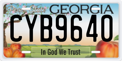 GA license plate CYB9640
