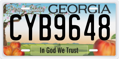 GA license plate CYB9648
