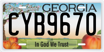 GA license plate CYB9670