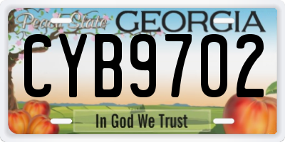 GA license plate CYB9702