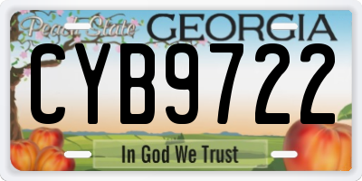 GA license plate CYB9722