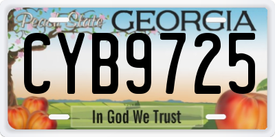 GA license plate CYB9725