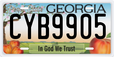 GA license plate CYB9905
