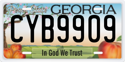 GA license plate CYB9909