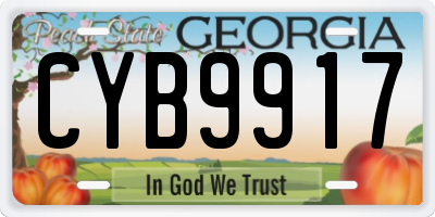 GA license plate CYB9917