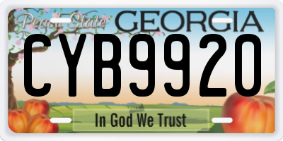 GA license plate CYB9920