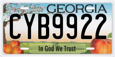 GA license plate CYB9922