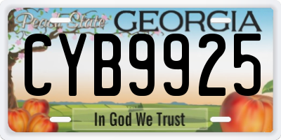 GA license plate CYB9925