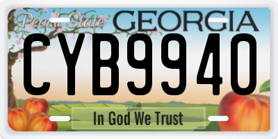GA license plate CYB9940
