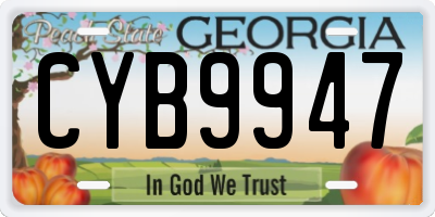 GA license plate CYB9947