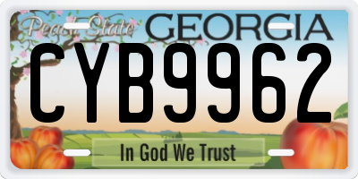 GA license plate CYB9962