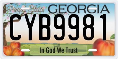 GA license plate CYB9981