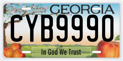 GA license plate CYB9990