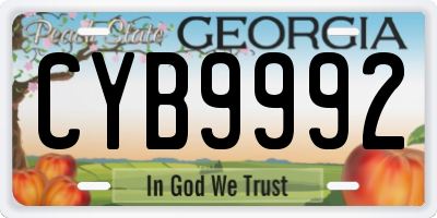 GA license plate CYB9992