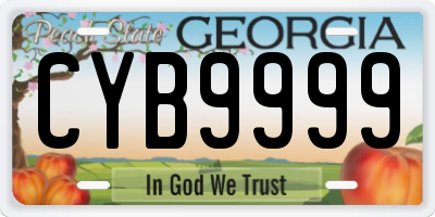 GA license plate CYB9999