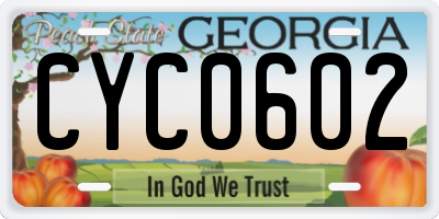 GA license plate CYC0602