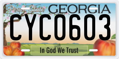 GA license plate CYC0603