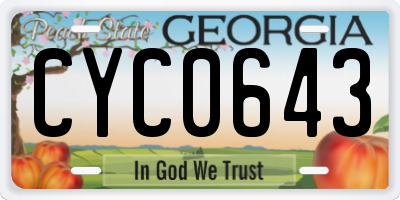 GA license plate CYC0643
