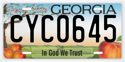 GA license plate CYC0645