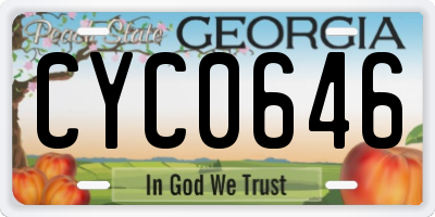 GA license plate CYC0646