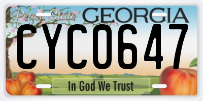 GA license plate CYC0647