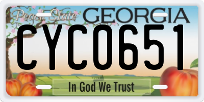 GA license plate CYC0651