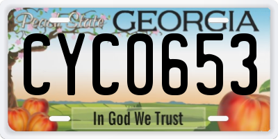 GA license plate CYC0653