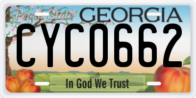 GA license plate CYC0662