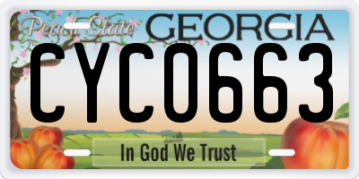 GA license plate CYC0663