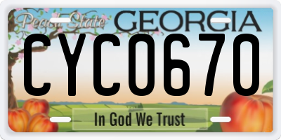 GA license plate CYC0670
