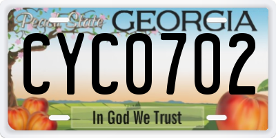 GA license plate CYC0702