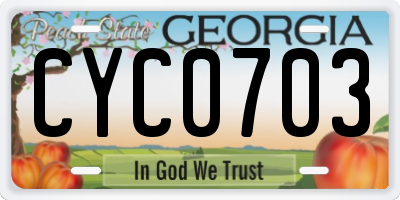 GA license plate CYC0703