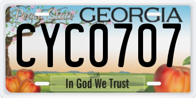 GA license plate CYC0707