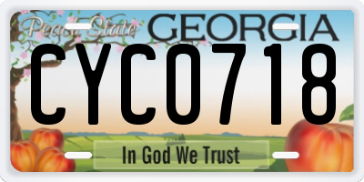 GA license plate CYC0718