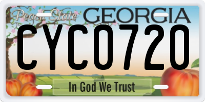 GA license plate CYC0720