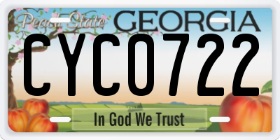 GA license plate CYC0722