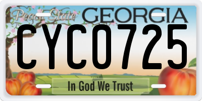 GA license plate CYC0725