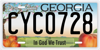 GA license plate CYC0728