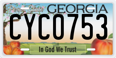 GA license plate CYC0753