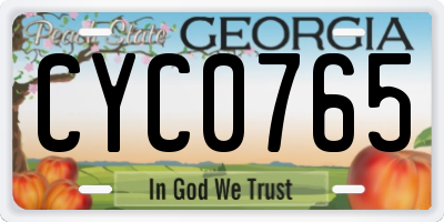 GA license plate CYC0765