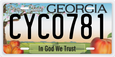 GA license plate CYC0781