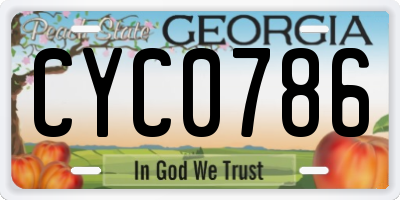 GA license plate CYC0786